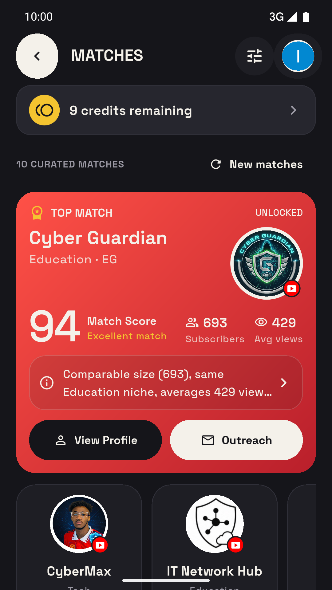 Cohyve ranked creator matches