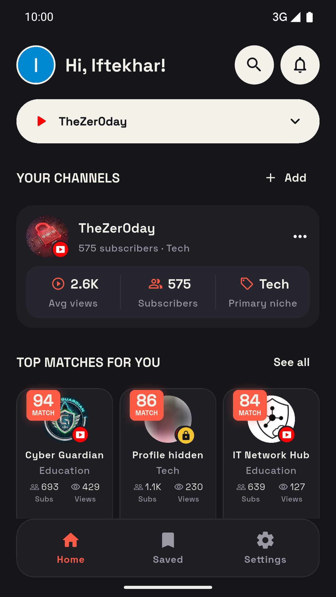 Cohyve home discovery with top creator matches